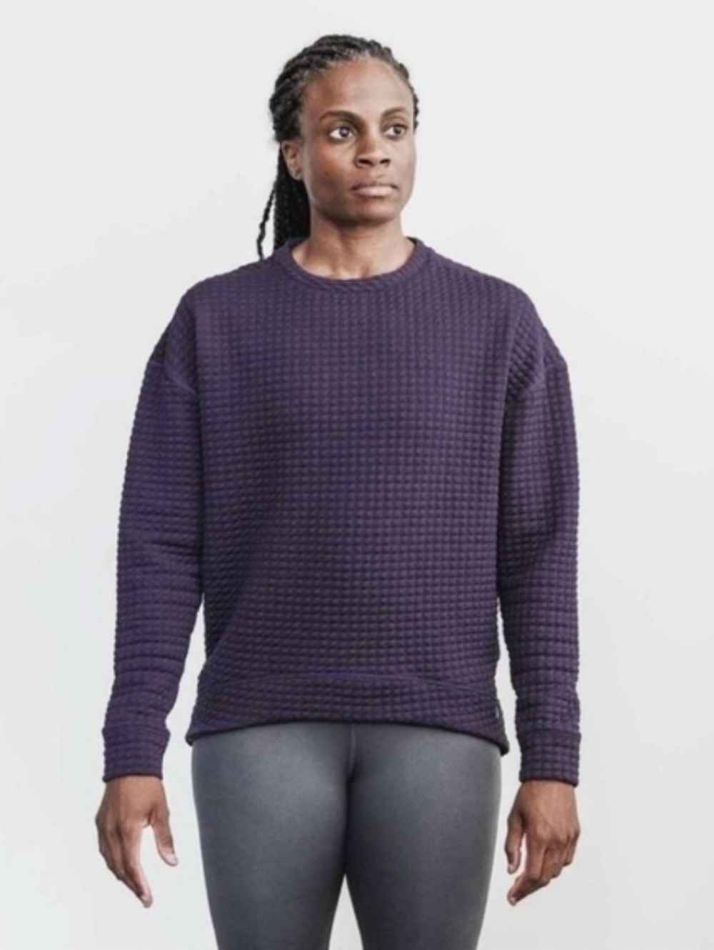 NOBULL Women’s Quilted Pullover Crewneck Sweater Plum Sz Medium